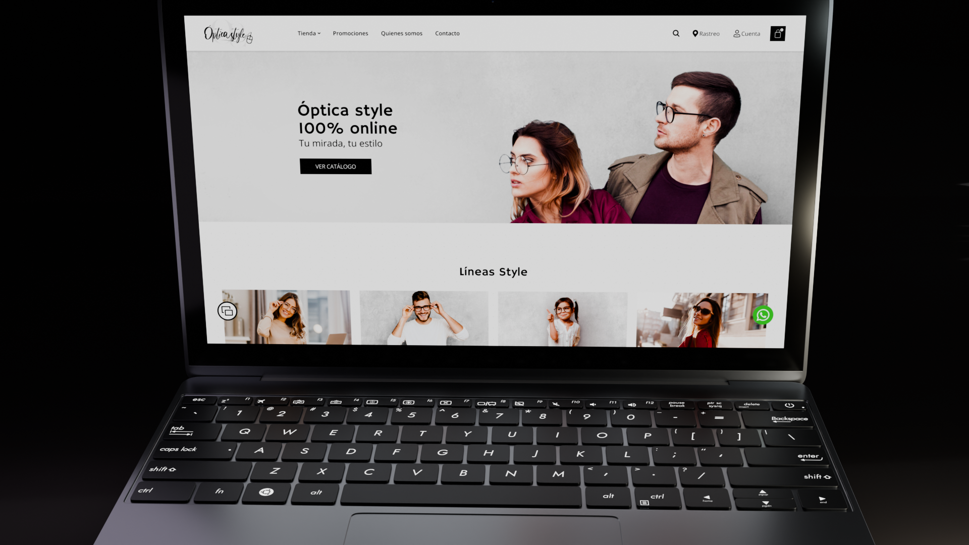 Optica Style website render mockup